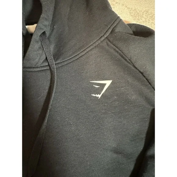 Gymshark Cropped Hoodie Sweatshirt Women Black Athletic Workout Size Large - Picture 10 of 13